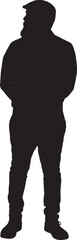 vector; silhouette man with beard and cap looking to the side