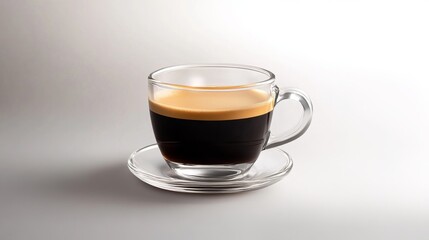 Naklejka premium Espresso, coffee made from dark brown beans and a caffeine source. The drink is known for its bitter taste and brown hue. It is a popular morning beverage for work or leisure. 
