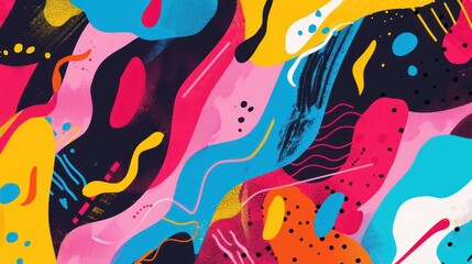Fototapeta premium Vibrant Abstract Art with Colorful Waves and Shapes
