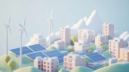 Wind energy power generation green city concept