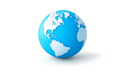 Fototapeta premium Minimalist Light Blue 3D Globe Featuring North South America Clean Modern Design with Subtle Continent Highlights
