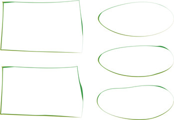 green irregular squares and ovals frames