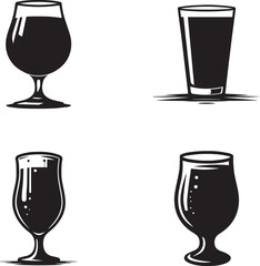 Set of Various Glass Silhouettes - Wine, Beer, and Cocktail Glasses