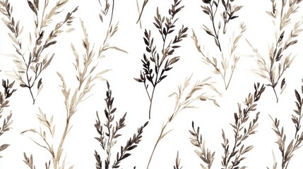 Elegant Botanical Pattern Featuring Delicate Leaves on Soft Background for Textile Design