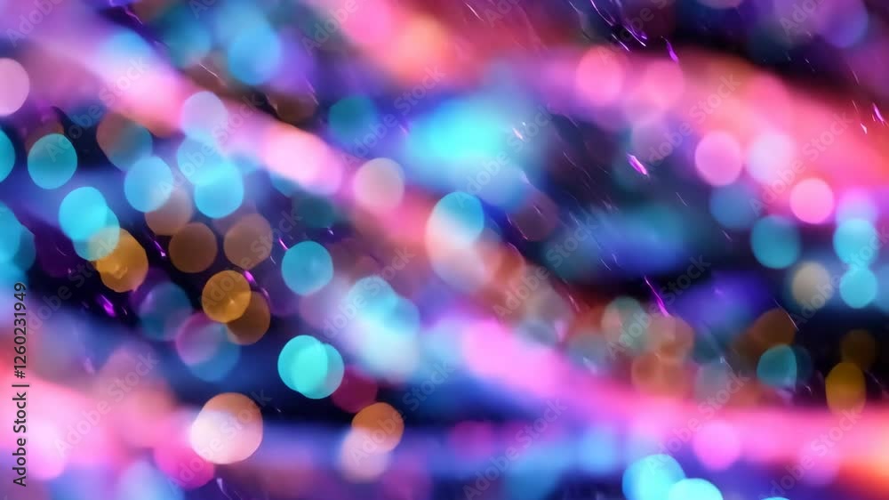 Poster colorful waves with glowing dots create an enchanting visual experience, evoking a sense of depth an