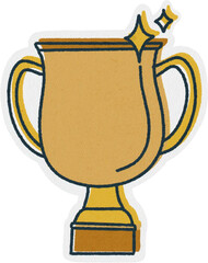 Icône dessin logo coupe trophée or gagnant
