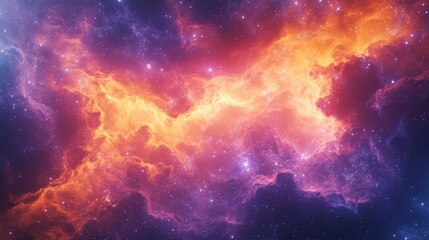Naklejka premium Abstract celestial nebula with glowing gas clouds. Featuring vivid colors and cosmic textures. Emphasizing space wonder and ethereal beauty. Ideal for space and fantasy-themed designs.