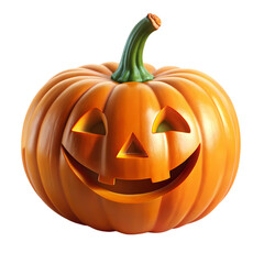 Smiling halloween jack o lantern pumpkin autumn october 3d fun face cute on transparent background