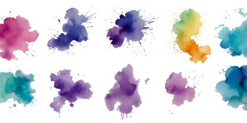 Set of colorful abstract watercolor splash brush strokes vector background. Colors watercolor paint stains vector texture background.