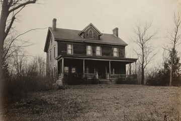 Obraz premium Historic two-story farmhouse in the countryside.