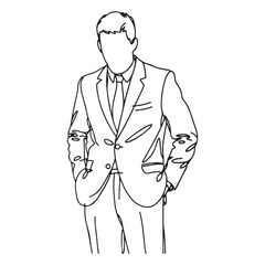 Businessman Silhouette - Formal Suit Attire Vector - Corporate Worker Doodle - Professional Illustration - Office Line Art

