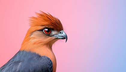 Colorful bird with unique plumage profile picture against a gradient background