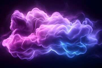 Colorful smoke or cloud effect, blue and pink, in the dark for background visuals