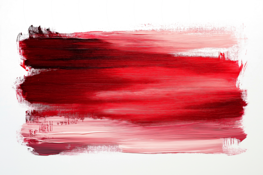 Oil crimson red paint abstract splatters isolated on transparent white background