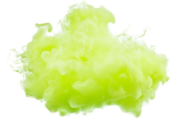 Neon green vapor smoke cloud isolated on transparent white background