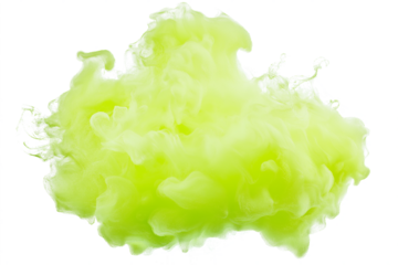 Neon green vapor smoke cloud isolated on transparent white background