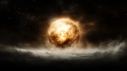 Fototapeta premium an artist's impression of a planet in the sky surrounded by clouds and stars, with a resolution of 1920x1200