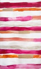 Abstract pink, orange, beige stripes watercolor painted background texture, design element