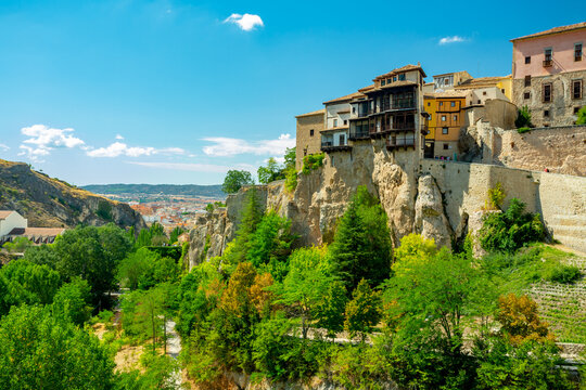 Cuenca, Spain. San Pablo bridge and hanging houses	