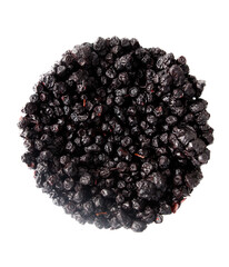 Dried blueberries isolated on white background.