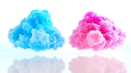 Fototapeta premium Pastel pink and blue clouds softly float reflecting light beautifully. AI Generated