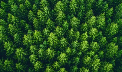 Aerial view of dense green forest, ideal for environmental or nature projects