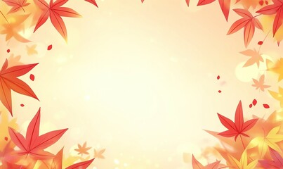 Obraz premium Autumn leaves frame on glowing background, ideal for fall-themed designs