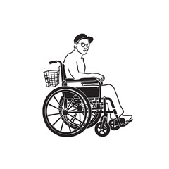 Man in Wheelchair Silhouette - Simple Sketch of a Disabled Individual - Wheelchair Man Vector - Wheelchair Man Doodle - Wheelchair Illustration - Man in Wheelchair Line Art
