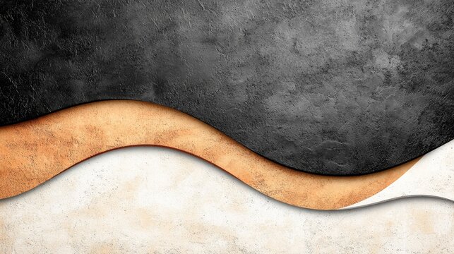  a black and white background with a wavy design, featuring a combination of black, white, and brown colors The design is composed of a variety of shapes and textur