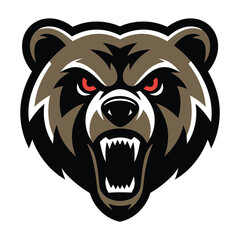 Fierce Roaring Bear Mascot Logo – Bold and Aggressive Animal Emblem for Sports, Gaming, and Branding

