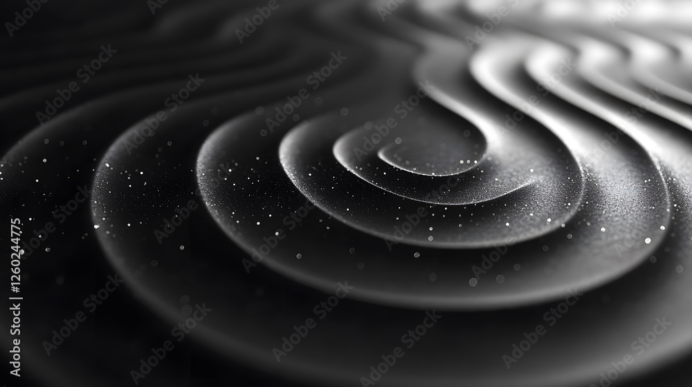 Poster A close-up of swirling patterns in monochrome, showcasing smooth, wavy lines and subtle textures with a minimalistic aesthetic