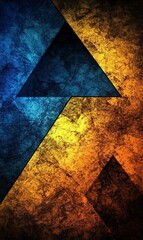 Blue & gold textured triangles abstract background design