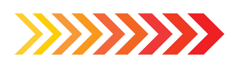 colourful arrow. dynamic moving arrow representing speed, acceleration, fast. transparent png and vector illustration. 