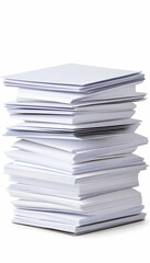 Stacked white blank papers for documents on a light background ready for printing
