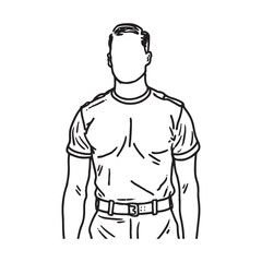 Man in Military Uniform - Simple Military Figure Digital Sketch - Soldier Vector - Army Officer Doodle - Military Illustration - Military Man Line Art
