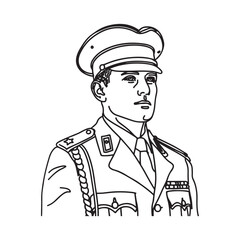 Army Soldier Silhouette - Digital Outline of Military Personnel - Soldier Vector - Army Officer Doodle - Military Illustration - Military Man Line Art
