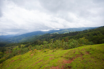 Fototapeta premium The natural landscape of the rural area in Aileu Municipality in Timor Leste is dominated by mountainous and hilly areas with dense tropical forests.