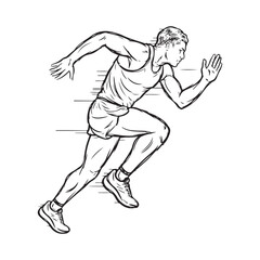 Running Man Silhouette - Digital Outline of Running Form - Running Man Vector - Running Man Doodle - Running Illustration - Running Man Line Art
