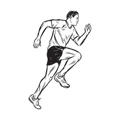 Fototapeta premium Running Man Silhouette - Strong Running Posture Line Art - Running Man Vector - Running Man Doodle - Running Illustration - Running Man Line Art 