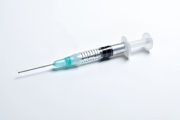 Fototapeta premium Medical Syringe on White Background - Healthcare Equipment for Injection