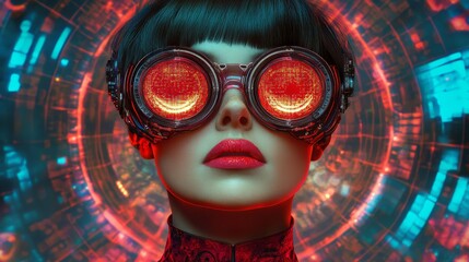 Futuristic Vision, A Cyberpunk Portrait with Digital Immersive Experience