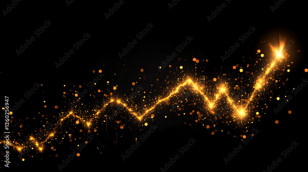 Poster Captivating abstract background with dynamic luminous waves of golden sparkling energy and glittering iridescent effects  This visually stunning