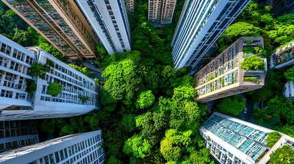 Aerial View Green City Buildings Drone - Aerial photography