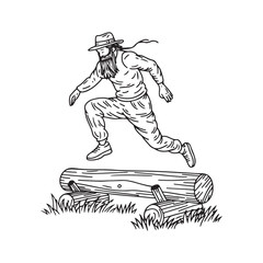 Jumping Silhouette of Man - Expressive Jumping Motion Art - Jumping Man Vector - Jumping Man Doodle - Dance Illustration - Man Jumping Line Art
