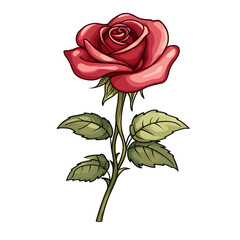 Obraz premium Vibrant Red Rose Illustration Against a Black Background