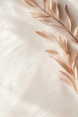 Fototapeta premium A delicate botanical illustration features fluid lines in soft rose gold against a warm ivory backdrop. This Scandinavian-inspired art adds luxury and modern elegance to any space