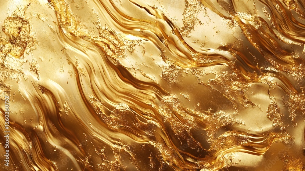 Fototapete captivating golden metallic abstract fluid texture with luxurious shiny sparkling gradient waves ele
