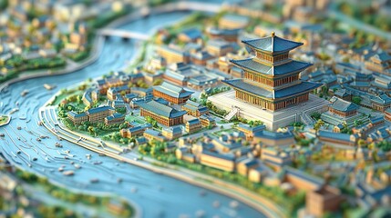 Obraz premium Ancient city palace model