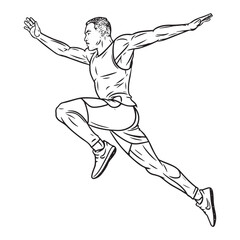 Man Jumping Silhouette - Artistic Jumping Motion Outline - Jumping Man Vector - Jumping Man Doodle - Jump Illustration - Man Jumping Line Art
