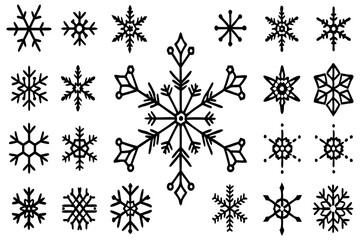 Snowflake Vector Icons set– for winter holiday decoration, Christmas & New Year | SVG Collection